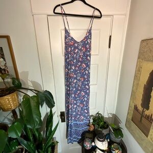Old Navy Floral Blue Maxi Dress XL TALL